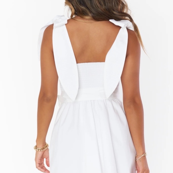 Show Me Your Mumu White Claire Mini Dress Square Neck Bow Medium - Picture 3 of 4